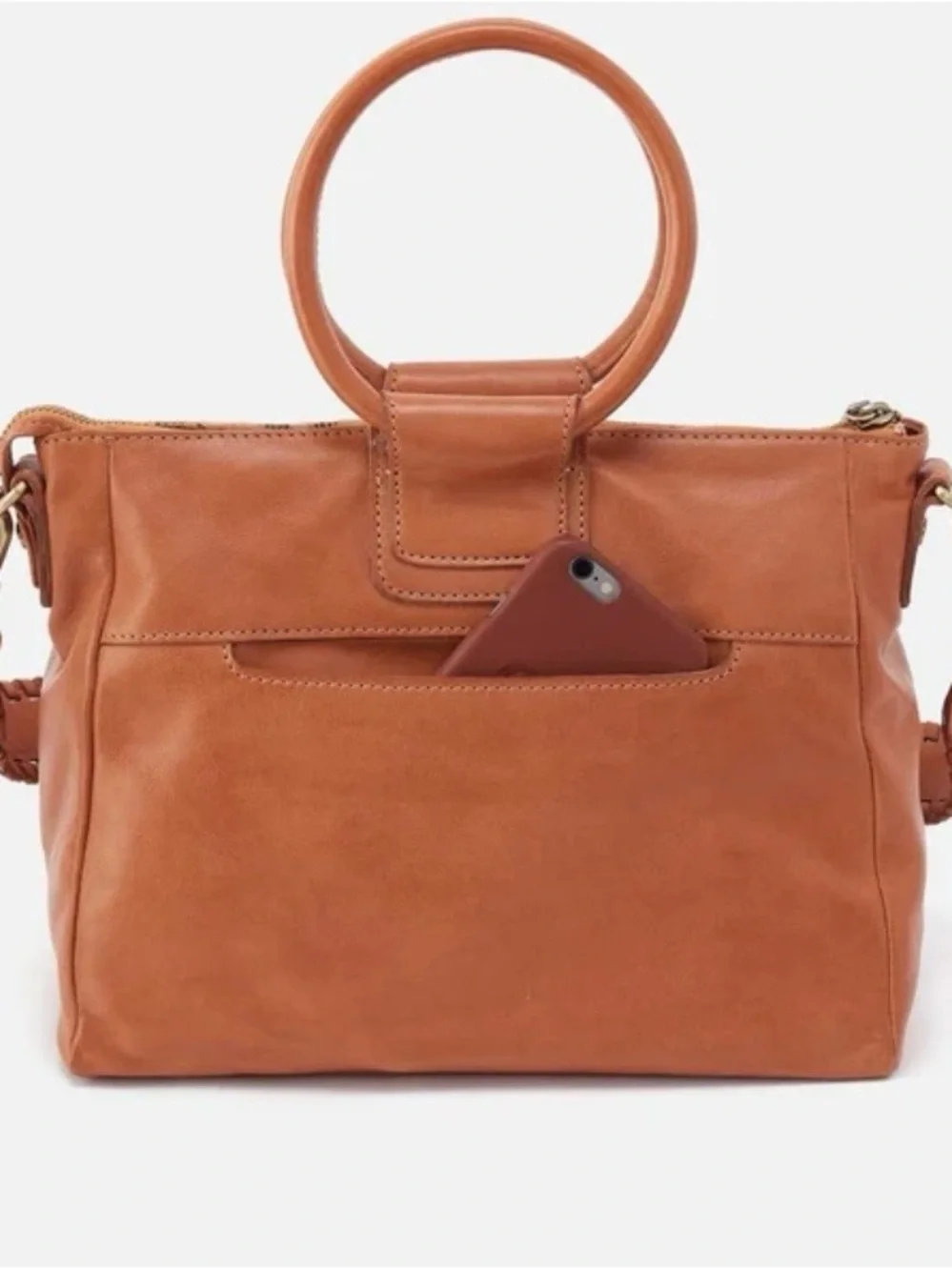 HOBO International Medium Shelia Tan Laser-Cut Leather Satchel with Top Handles